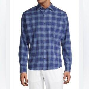 Peter Millar Blue gingham checkered button down, long sleeve, shirt, size XL
